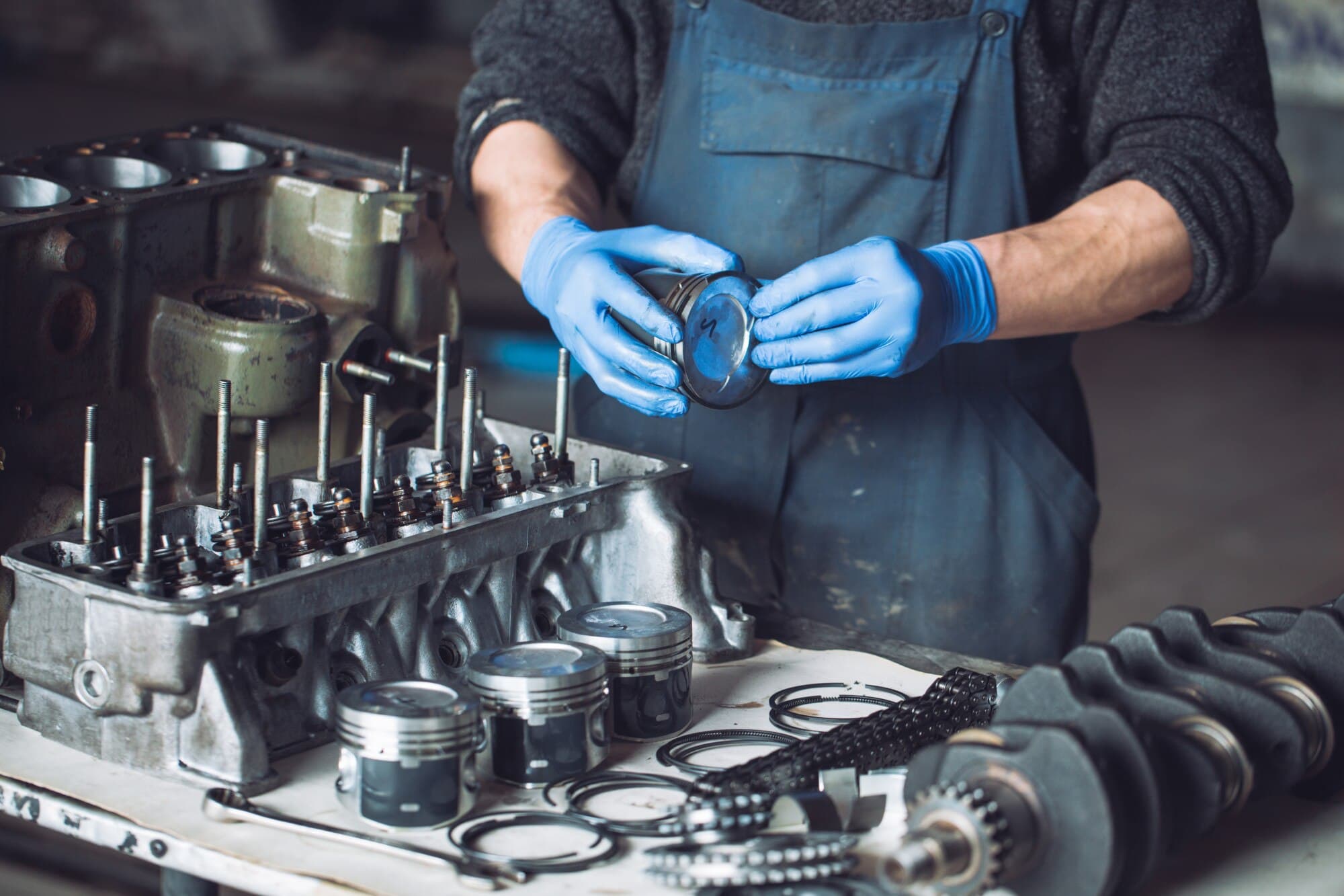 Cleaned and reassembled turbocharger on workshop table